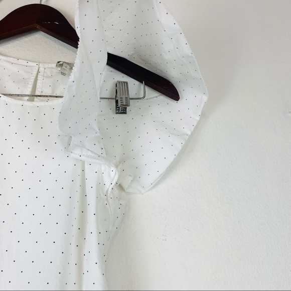JOIE White Polka Dot Flutter Sleeve Ruffle Peplum Achava Top Small - Picture 7 of 16
